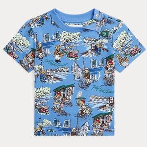 Ralph Lauren Polo Bear Paris-Print Cotton Jersey Tee